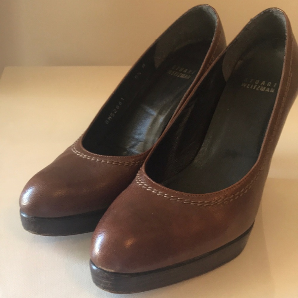 Brown Stuart Weitzman Platform Pumps